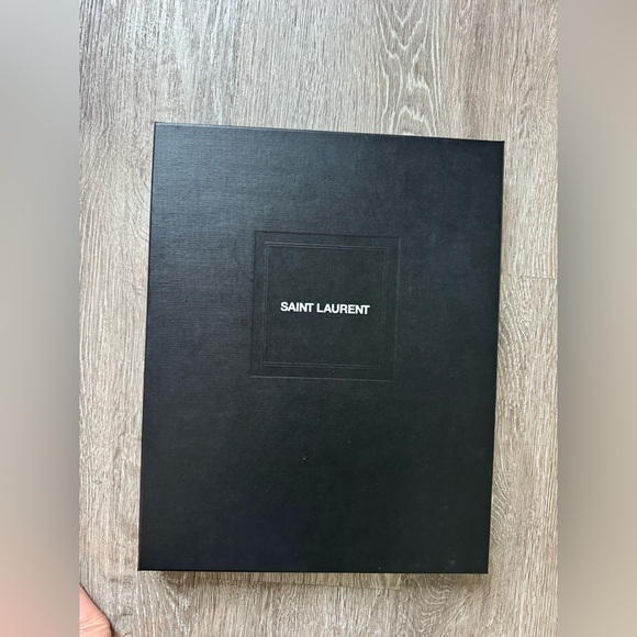 Saint Laurent Rive Gauche Canvas Clutch | YSL Pouch Black Leather Trim Wristlet - Picture 9 of 9